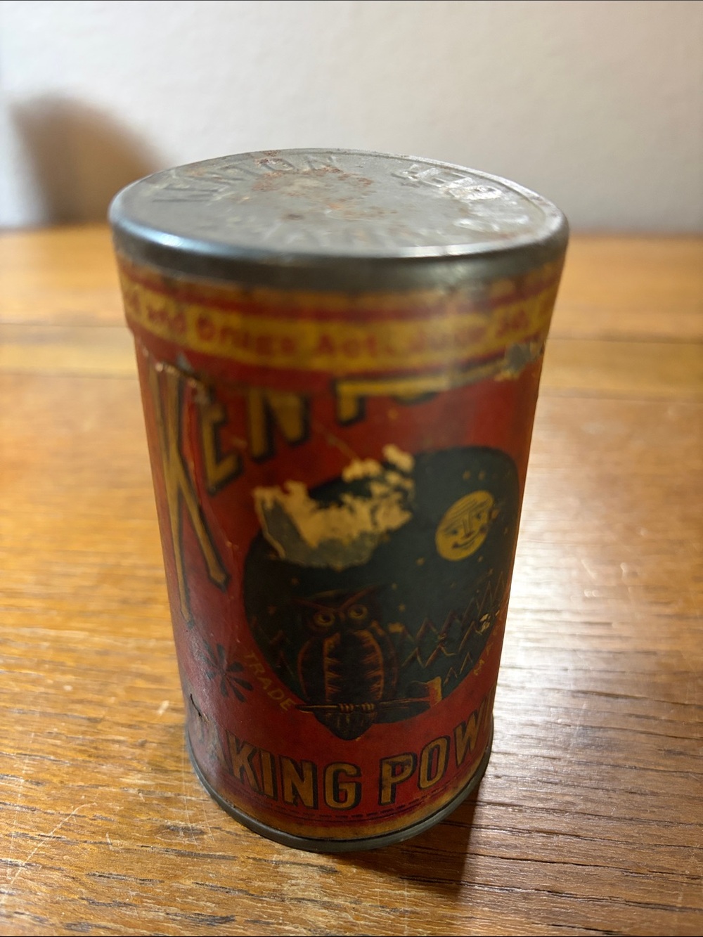 Unbranded Red Owl Baking Powder Tin - Vintage Decorative Can